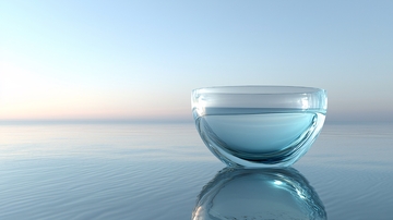 平静水面上的玻璃碗