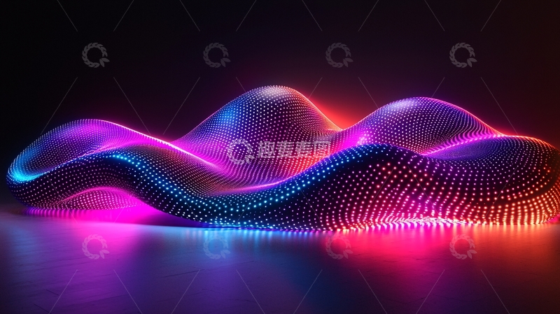 高清大图下载【趣麦麦图】霓虹灯光波动的点阵表面