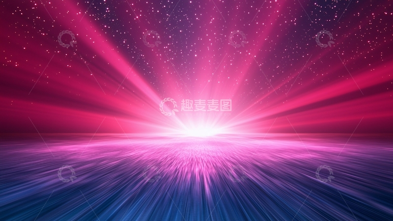 高清大图下载【趣麦麦图】绚丽光芒从地平线升起