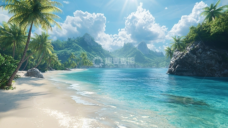 高清大图下载【趣麦麦图】热带海滩天堂般的景色