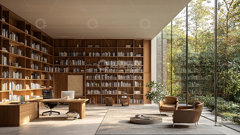 高清大图下载【趣麦麦图】现代简约书房设计