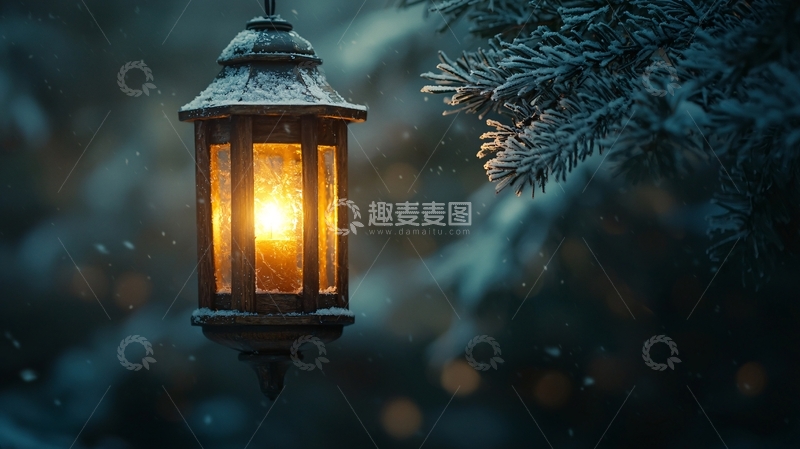 高清大图下载【趣麦麦图】雪中灯笼