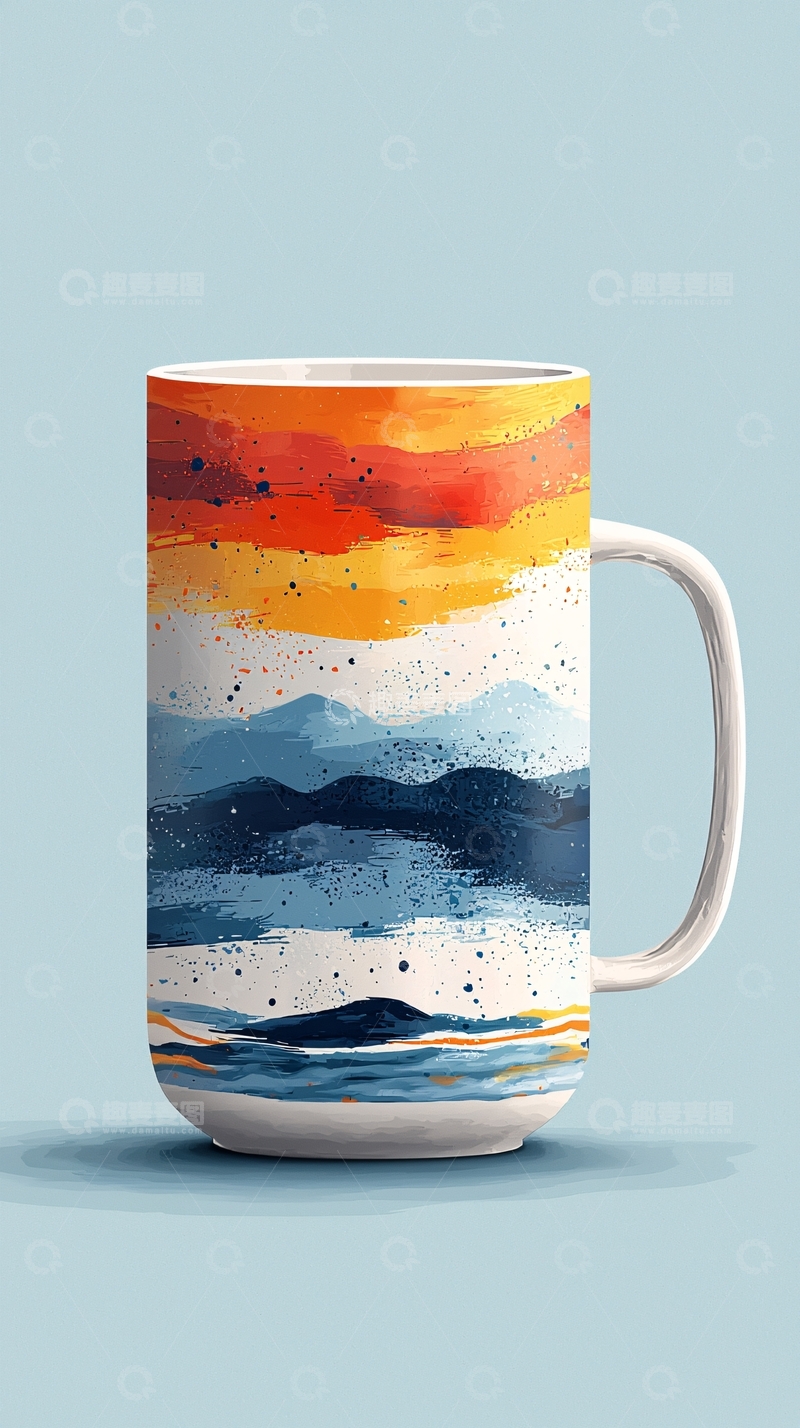 高清大图下载【趣麦麦图】手绘水彩马克杯