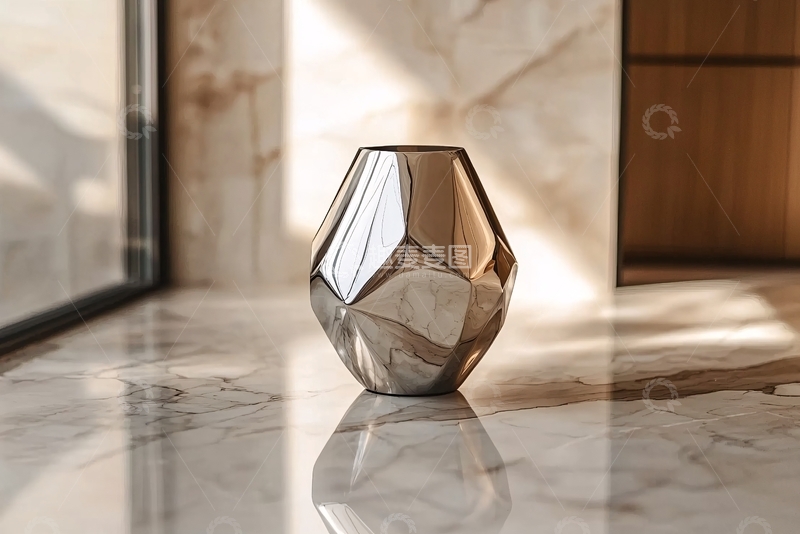 高清大图下载【趣麦麦图】金属几何花瓶