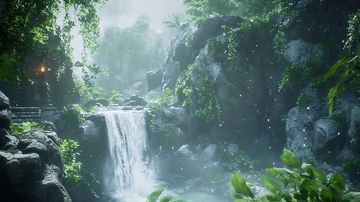 雨林瀑布景观
