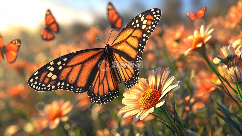 高清大图下载【趣麦麦图】蝴蝶飞舞花丛