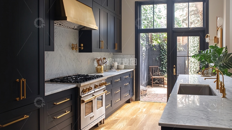 高清大图下载【趣麦麦图】现代化黑色厨房