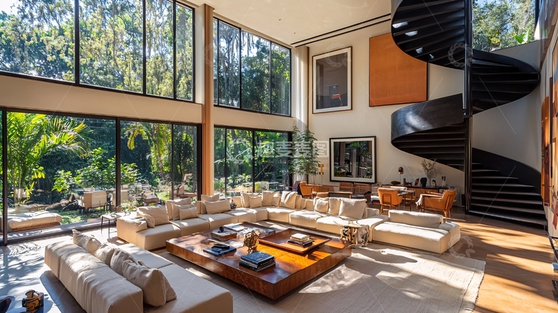 高清大图下载【趣麦麦图】现代简约别墅客厅