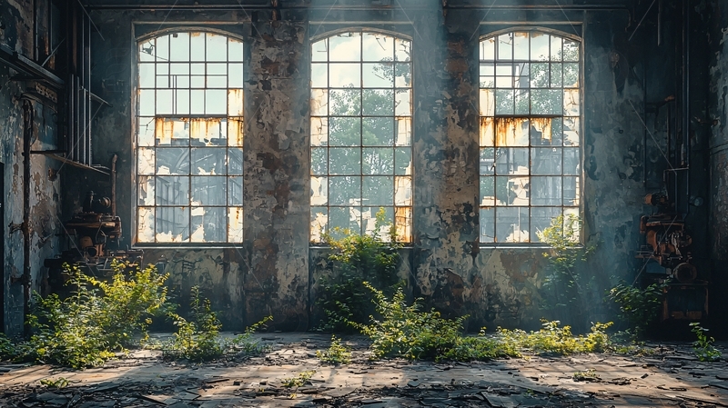 高清大图下载【趣麦麦图】废弃工厂破败窗户