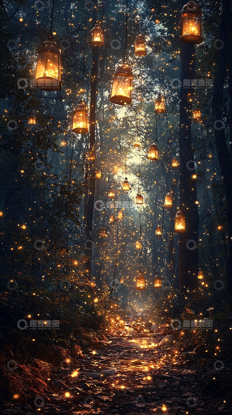 高清大图下载【趣麦麦图】森林夜景