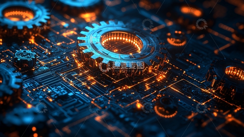 高清大图下载【趣麦麦图】科技感齿轮电路板