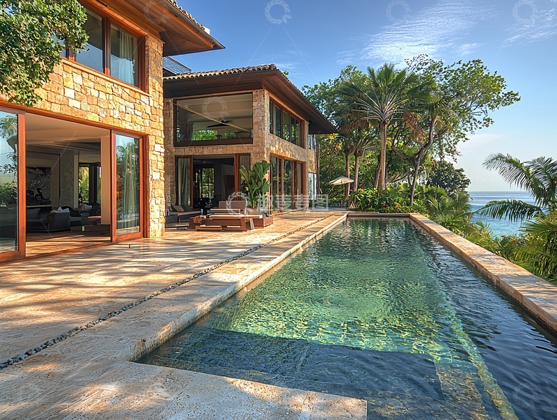 高清大图下载【趣麦麦图】海边别墅泳池