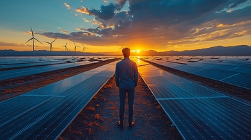 太阳能电池板和风力发电机
