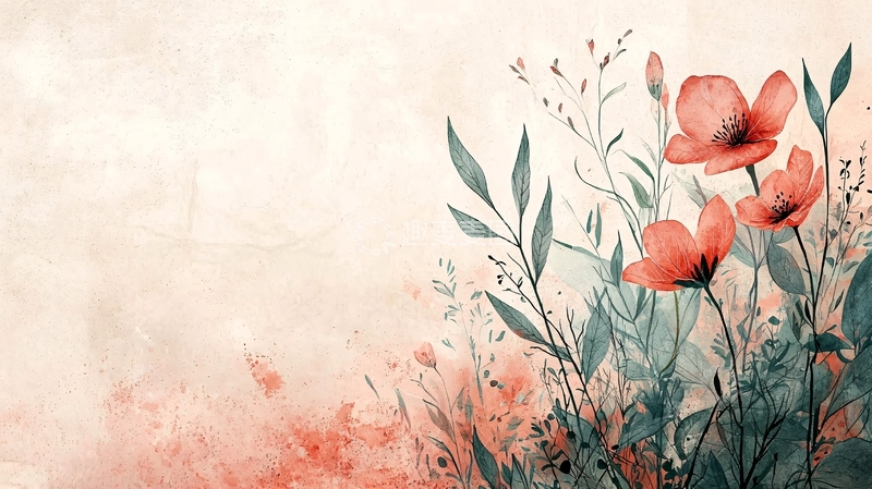 高清大图下载【趣麦麦图】淡彩花卉清新唯美背景