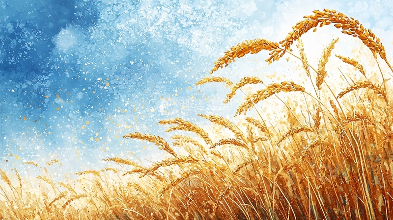 高清大图下载【趣麦麦图】金黄麦浪蓝天白云