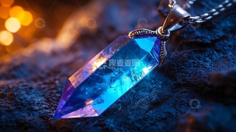 高清大图下载【趣麦麦图】蓝紫色水晶吊坠