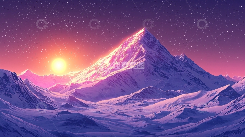 高清大图下载【趣麦麦图】雪山日出48