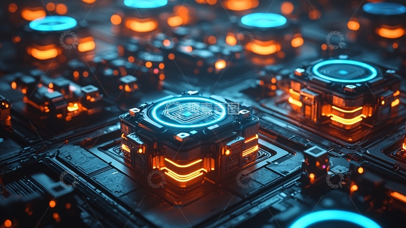 高清大图下载【趣麦麦图】科技感十足的酷炫方块电路