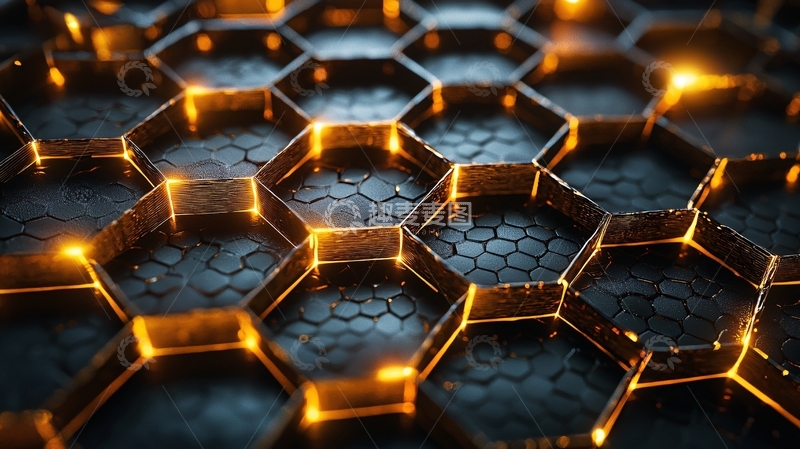 高清大图下载【趣麦麦图】蜂窝状金色发光科技