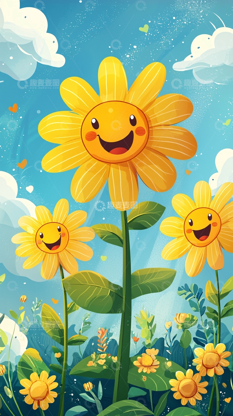 高清大图下载【趣麦麦图】卡通向日葵