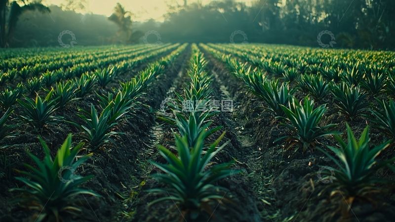 高清大图下载【趣麦麦图】清晨菠萝田园风光