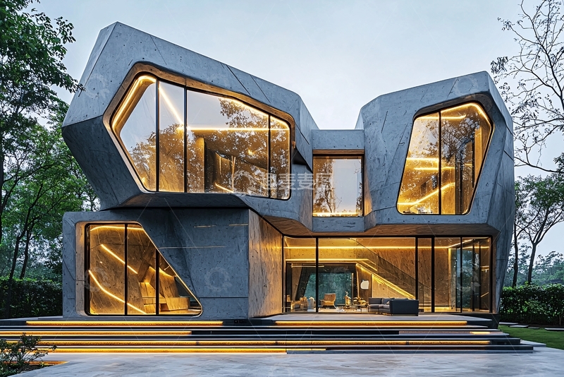 高清大图下载【趣麦麦图】现代风格混凝土别墅