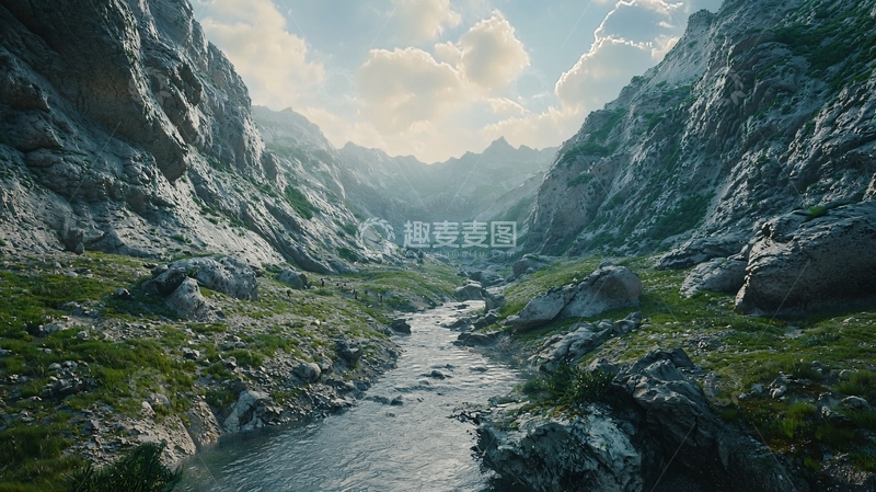 高清大图下载【趣麦麦图】山谷河流风景