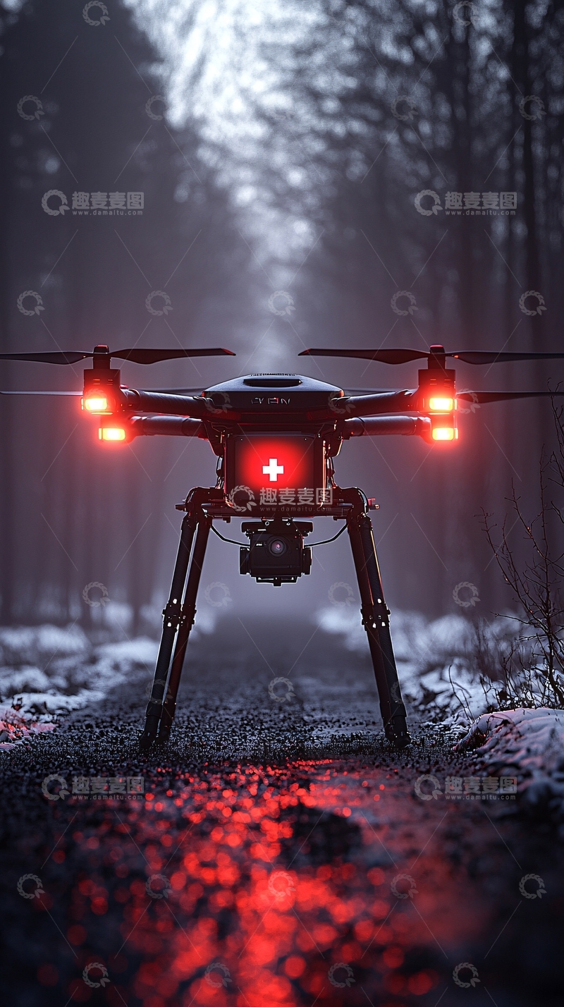 高清大图下载【趣麦麦图】深夜森林无人机