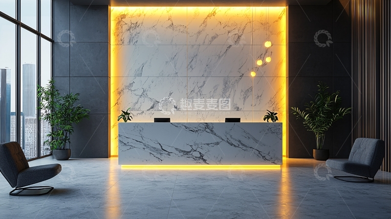 高清大图下载【趣麦麦图】现代简约大理石酒店前台