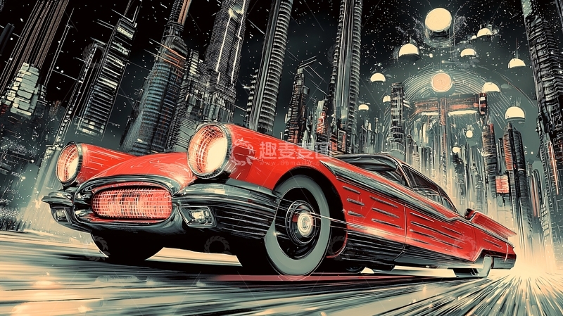 高清大图下载【趣麦麦图】复古跑车