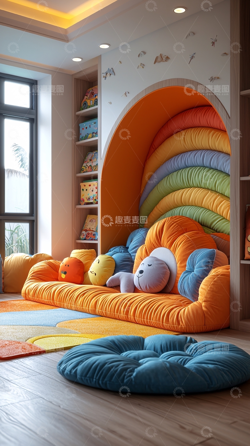 高清大图下载【趣麦麦图】彩虹儿童阅读角