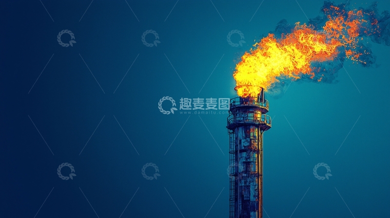 高清大图下载【趣麦麦图】燃烧的火焰从高塔顶端喷出