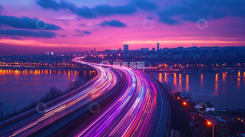 高清大图下载【趣麦麦图】夜景城市高速公路