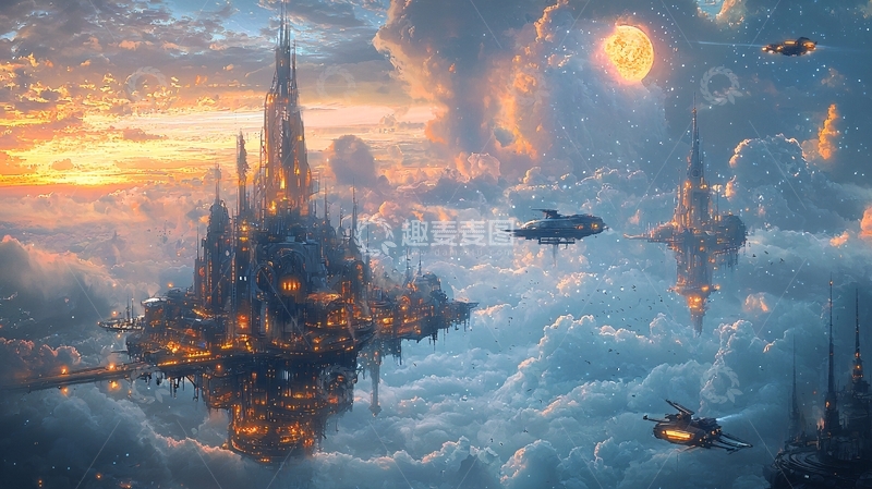 高清大图下载【趣麦麦图】云端城市