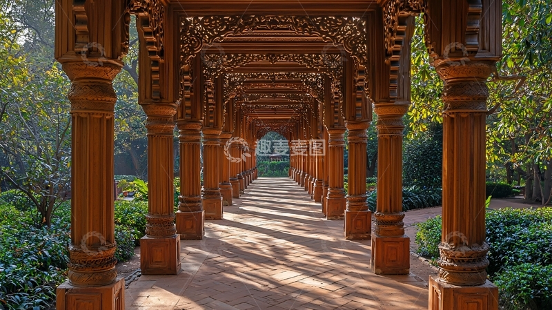 高清大图下载【趣麦麦图】木质廊道