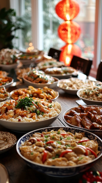 中式年夜饭丰盛菜肴