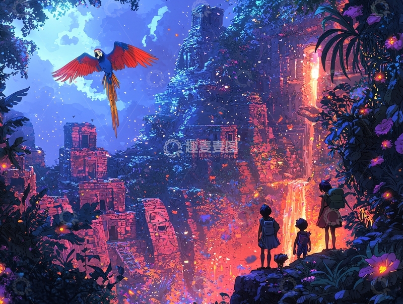 高清大图下载【趣麦麦图】梦幻雨林古城