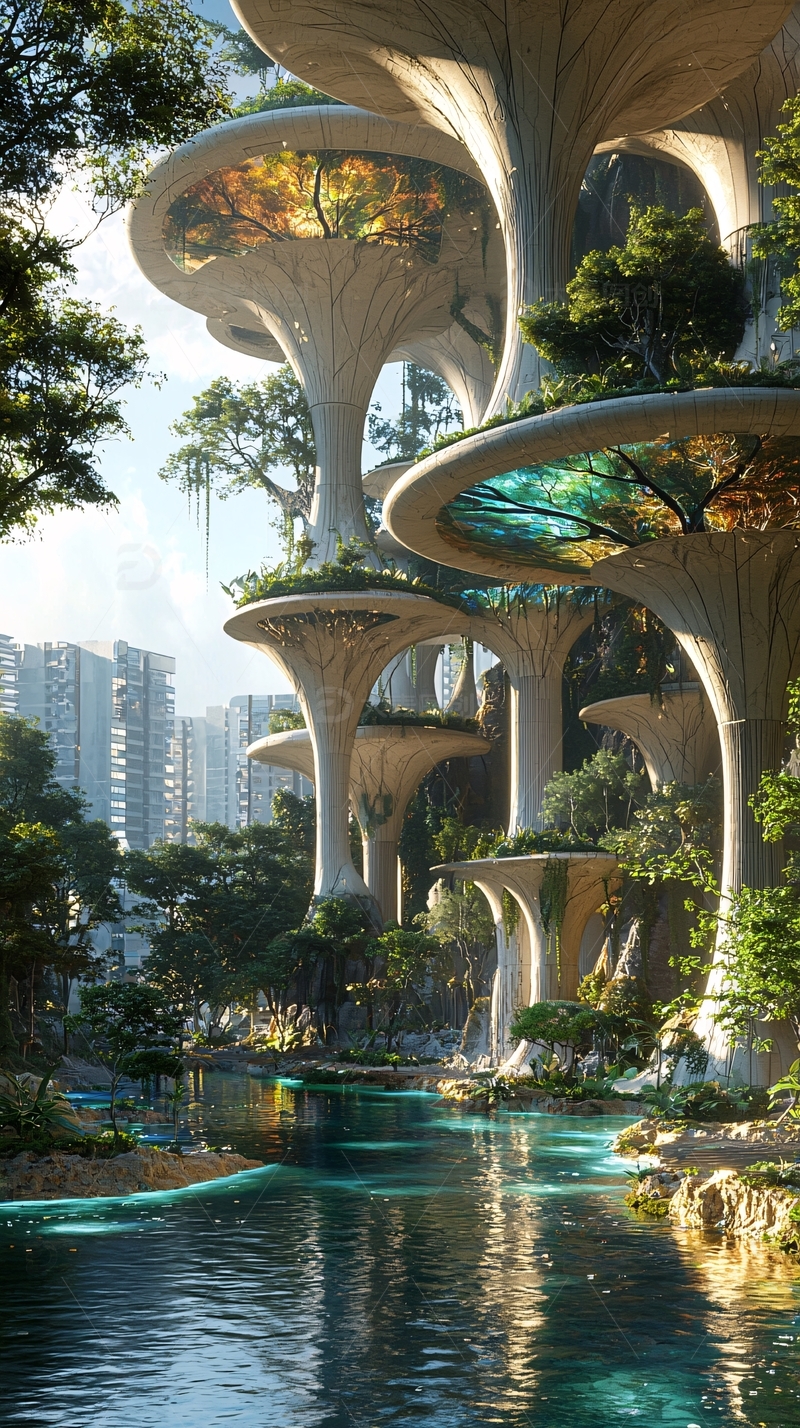 高清大图下载【趣麦麦图】未来生态建筑