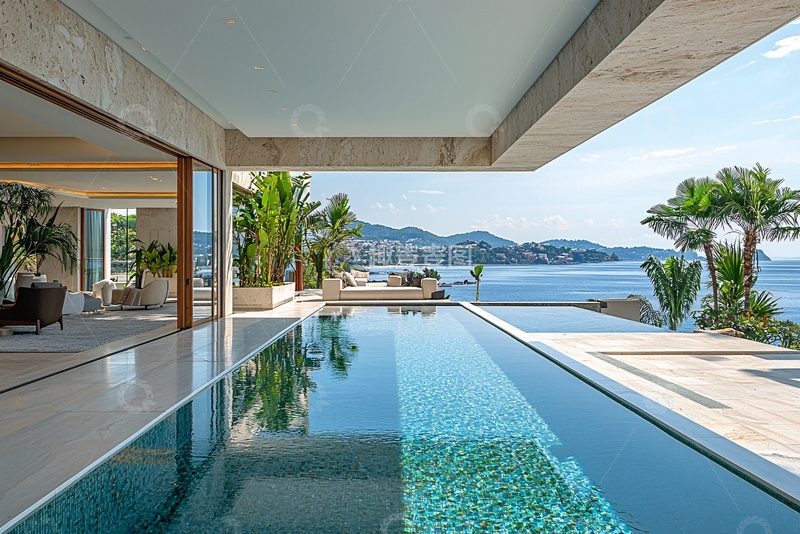 高清大图下载【趣麦麦图】海景别墅泳池