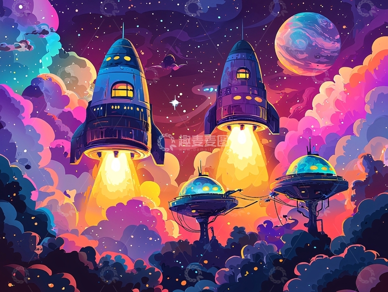 高清大图下载【趣麦麦图】宇宙飞船升空场景