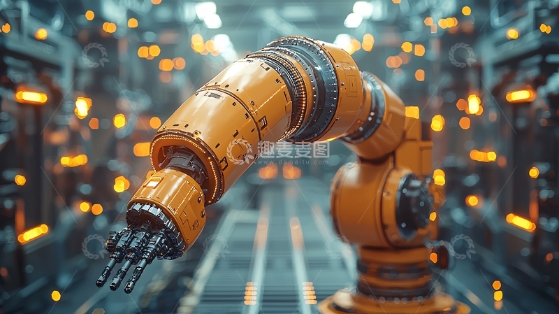 高清大图下载【趣麦麦图】橙色工业机器人手臂特写