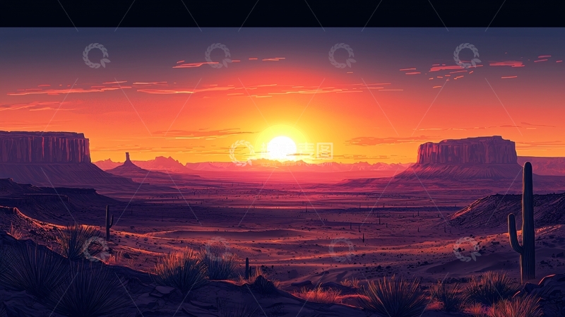 高清大图下载【趣麦麦图】沙漠日落