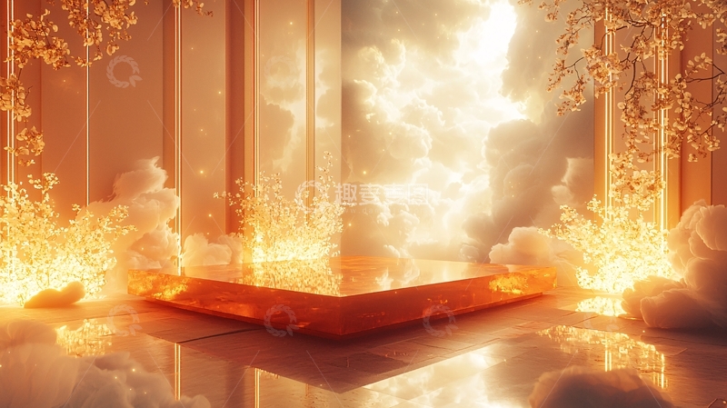 高清大图下载【趣麦麦图】金色火焰梦幻背景