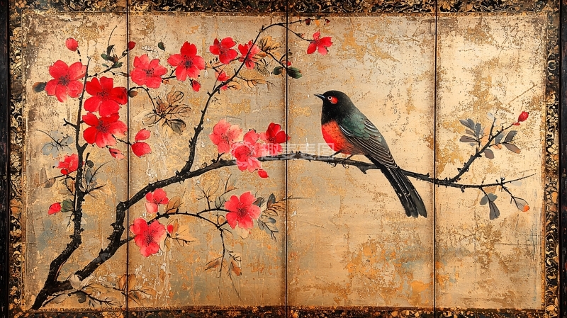 高清大图下载【趣麦麦图】鸟栖枝头