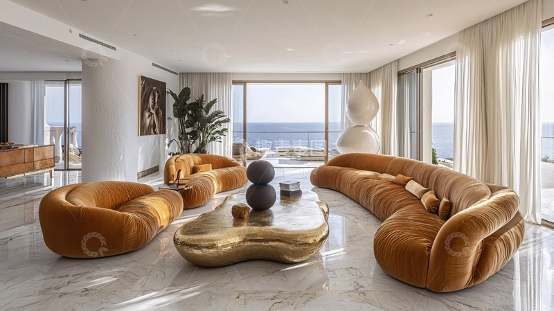 高清大图下载【趣麦麦图】-现代极简海景客厅