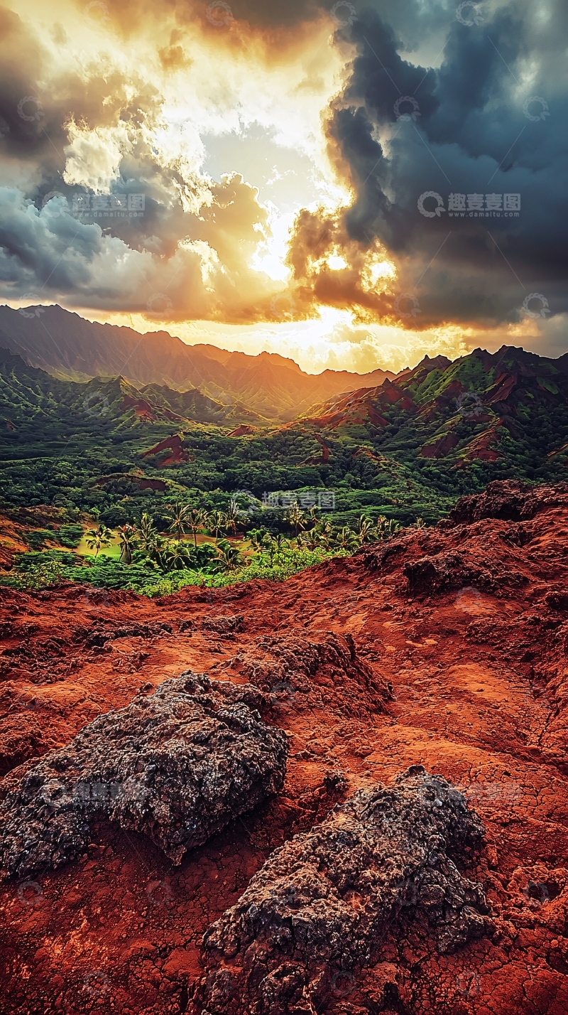 高清大图下载【趣麦麦图】日落山谷壮丽景色