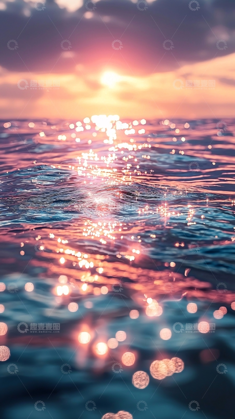 高清大图下载【趣麦麦图】日落海面波光粼粼
