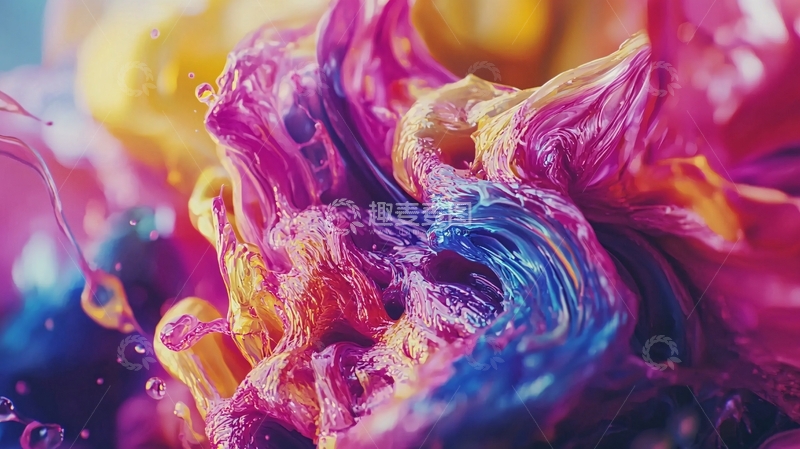 高清大图下载【趣麦麦图】彩色颜料混合碰撞