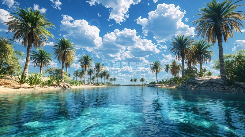 高清大图下载【趣麦麦图】热带棕榈树天堂景观