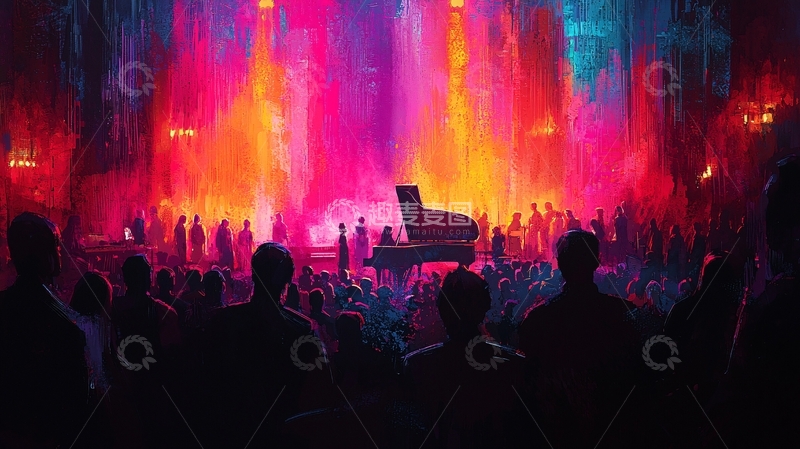 高清大图下载【趣麦麦图】绚丽舞台钢琴演奏会